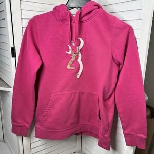 Vintage Y2K‎ Browning Hoodie Sweatshirt Pink Women's Sz L Buckmark READ